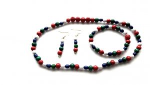 Schmuckset,aus,Holzperlen,