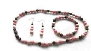 Schmuckset,aus,Holzperlen,
